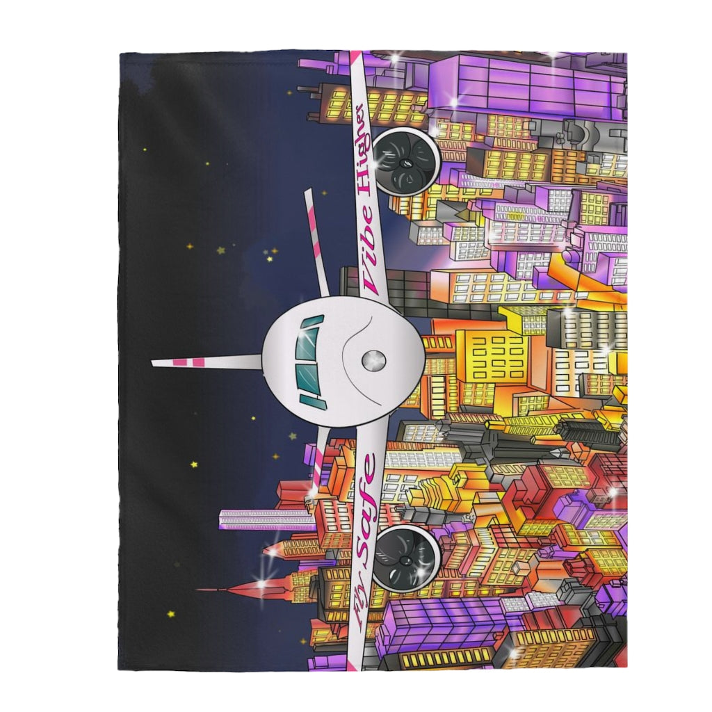 NYC Cityscape Velveteen Plush Blanket