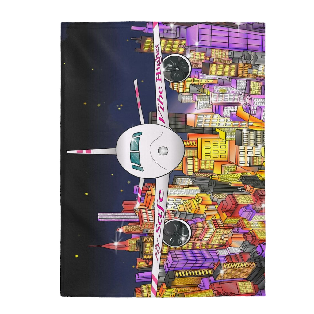 NYC Cityscape Velveteen Plush Blanket